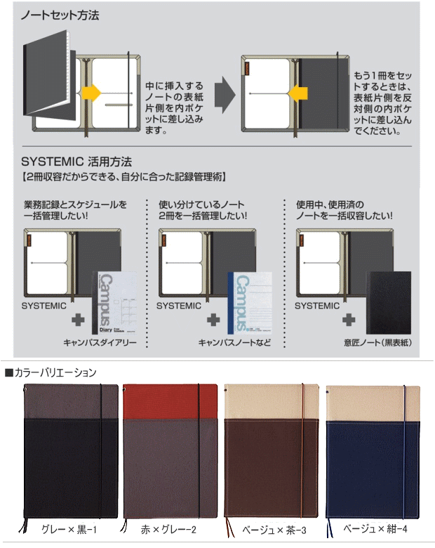 Systemic システミック カバーノート A6サイズ 手帳カバー ノートカバー システム手帳 リフィル通販 マエジム